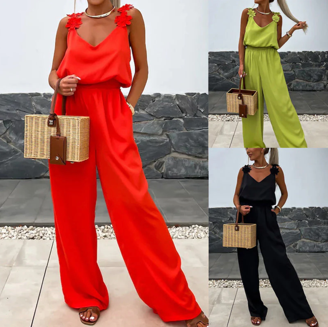 Sofie - Ærmeløs jumpsuit med brede ben