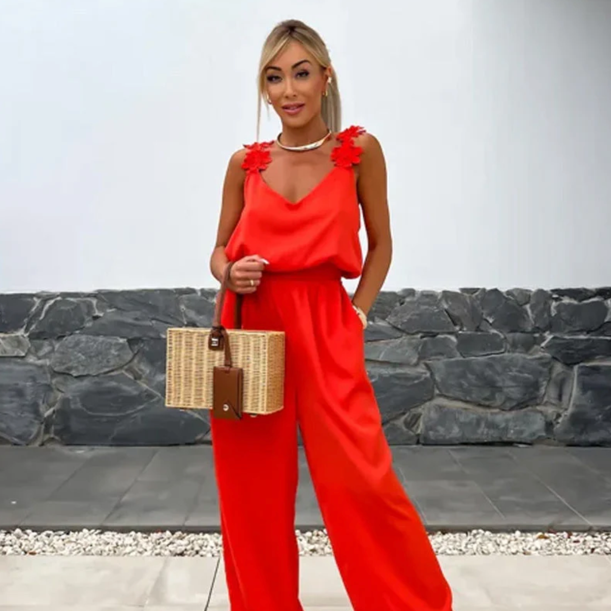 Sofie - Ærmeløs jumpsuit med brede ben