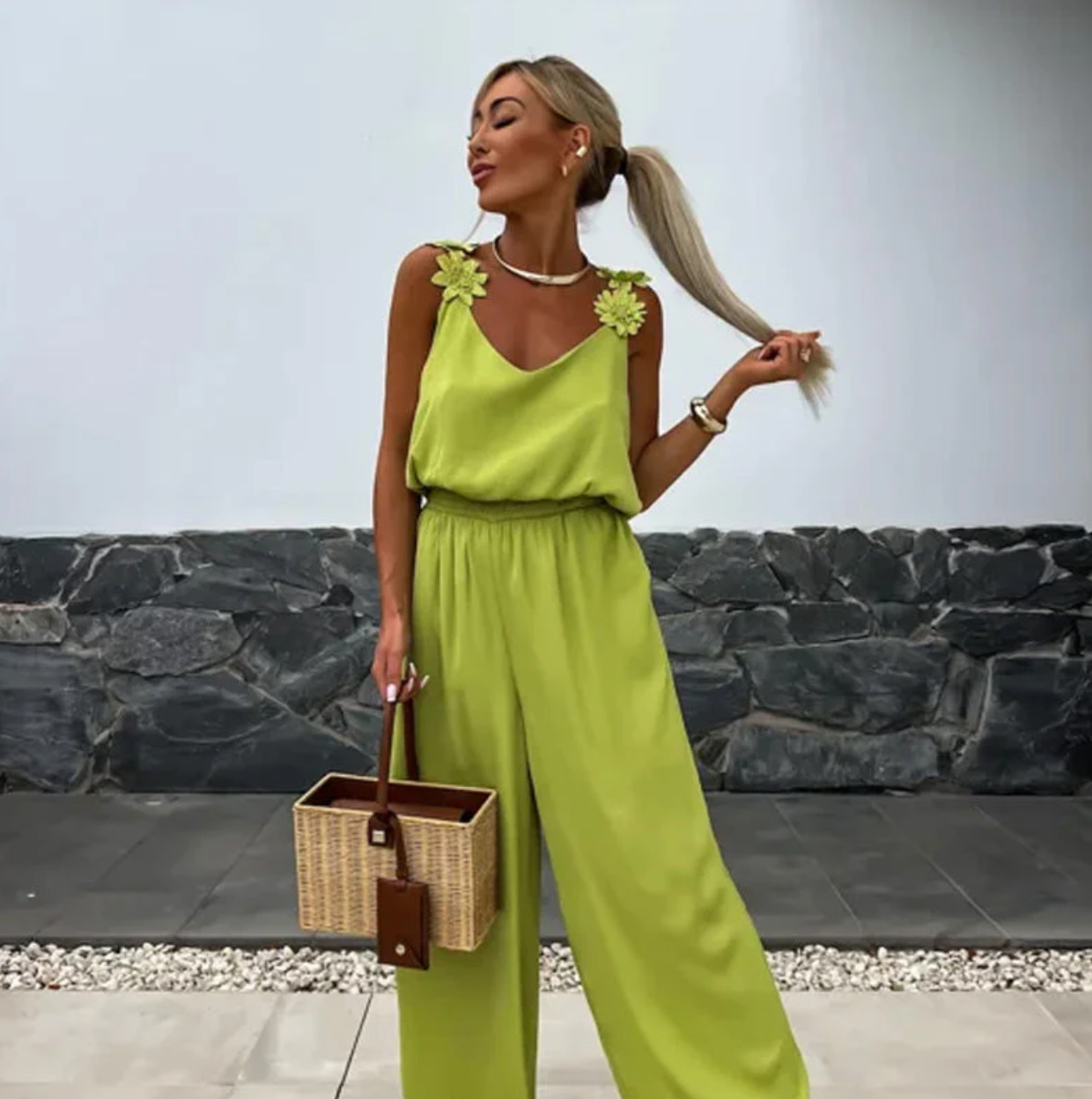 Sofie - Ærmeløs jumpsuit med brede ben