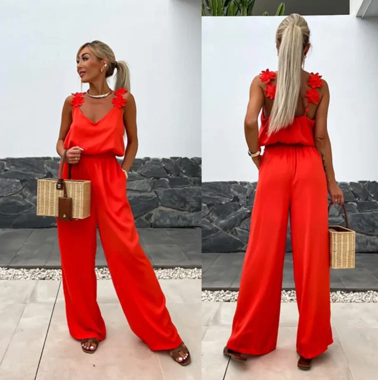 Sofie - Ærmeløs jumpsuit med brede ben