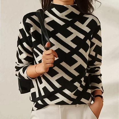 Fernanda - Classic Couture Strikket rullekrave med monogram
