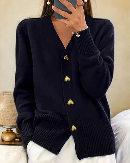 Elina™| Elegant cardigan med hjerteformede knapper