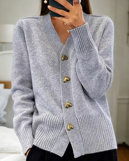 Elina™| Elegant cardigan med hjerteformede knapper